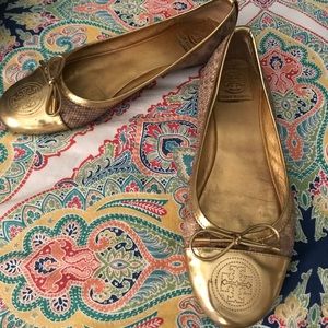 Unique gold Tory Burch flats